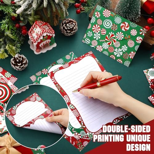 TaoBary 160 Pcs Christmas Candy Stationery Paper and Envelopes Set
