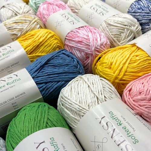 S Sensy Softee Raffia - Polyester Yarn 10 Skeins Navy Blue Batik 109 Yards