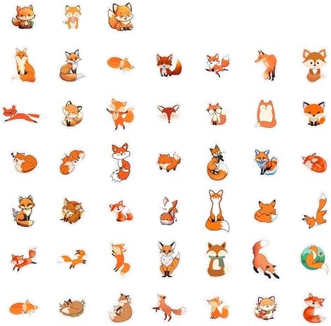 Fox Stickers for Water Bottle and Laptop - Fox Party Supplies & Decorations, Waterproof Vinyl Decals, Cute Animal and Wildlife Stickers, Gifts for Women & Men