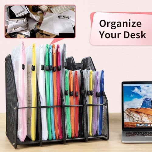 Umriox 12 Pack B4 Black Mesh Zipper Bags, File Organizer Pouch for Storage