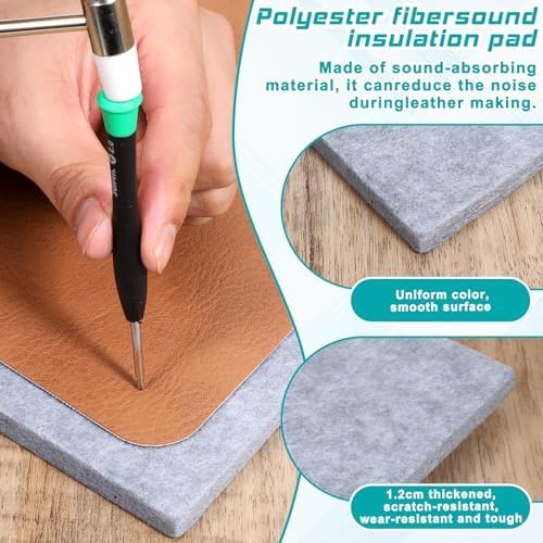 4 Pcs Leather Punch Pads, Craft Cutting Mat Craft Mat Sound Absorbing Pad and A4 Self Healing Cutting Mat Hole Punchs Stamping Tool for Leathers Working DIY Crafts