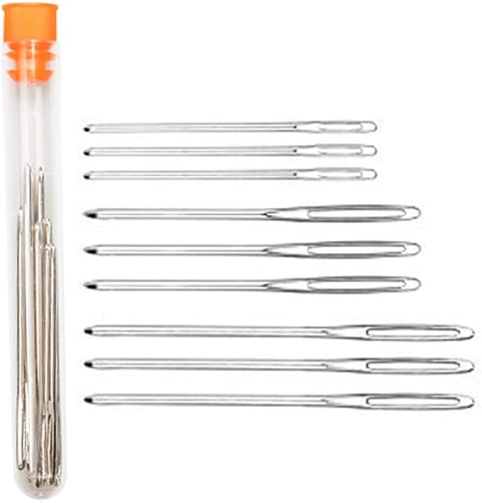 Large-Eye Blunt Needles, Hekisn Stainless Steel Yarn Knitting Needles, Sewing Needles, Crafting Knitting Weaving Stringing Needles,Perfect for Finishing Off Crochet Projects (9 Pcs)
