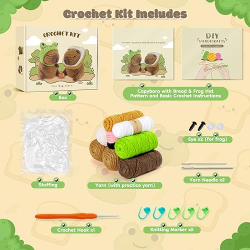 2PCS Capybara Crochet Kit for Beginners Starters Crocheting Kit for Adults