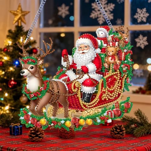 VeGuude Christmas Diamond Art Kits for Adults, DIY Acrylic Hanging Ornament