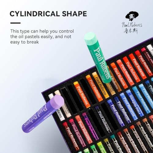 Paul Rubens Oil Pastels Set with 50 Colors Artist Soft Oil Pastels+6 Pcs White Oil Pastels+8.7 x 11.7 Inches Oil Pastel Book（30 Sheets）+5 Palette Knives for Artists, Professionals, Student, Hobbyist