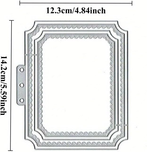 Lapoo Geometric Cutting Die for Scrapbooking - Durable, Metal Cutting Die for DIY Scrapbook Photo Album Decorative Paper Card, Card Making Supplies (Book Page Frame 5.6 x 4.8 in)