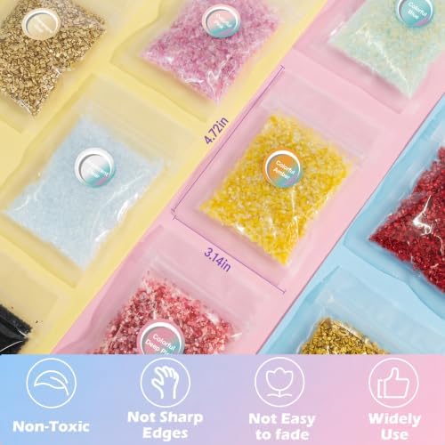 Matio 1.8oz/ 50g Iridescent Crushed Glass,Colorful Pink Irregular Glitter