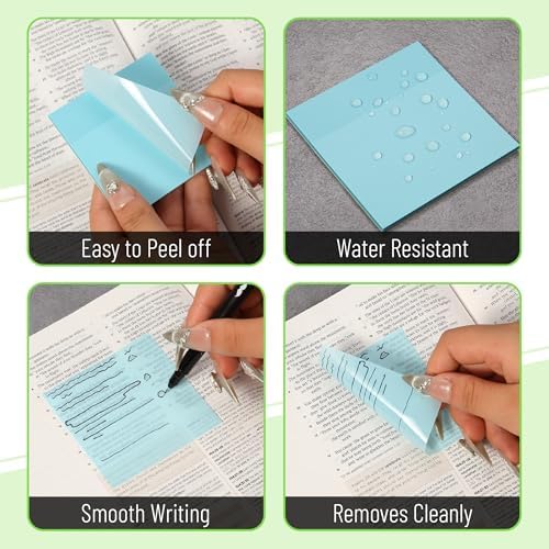 Mr. Pen- Transparent Sticky Notes, 3" x 3", 12 Pads, 600 Sheets | See Through Self-Adhesive Notes for Bible Journaling and Studying, Water-Resistant, Easy to Peel, Clean Removal