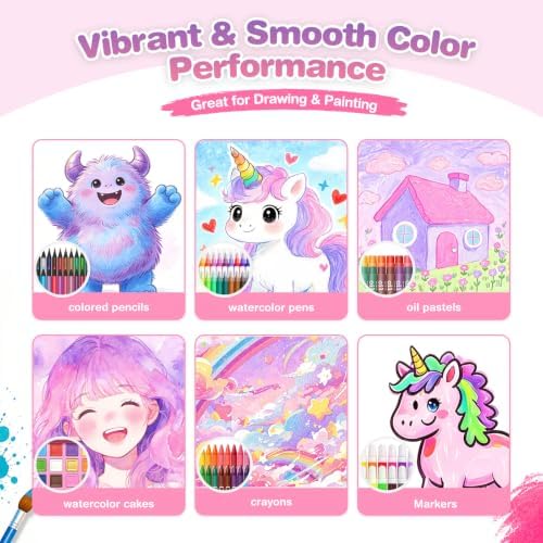 homicozy Art Supplies for Kids 208Pcs Unicorn Drawing Kit for Age 4–12 Gift
