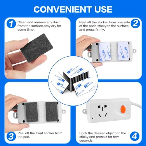 Double Sided Adhesive Tape Pads Heavy Duty, Mounting Tape,48Pcs 3mm Thickness Pre-Cut Foam Tape,Super-Sticky Black Strong Pads Rectangle Shape Waterproof for Walls Picture, Car, Home, Office