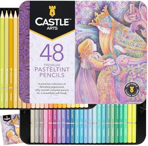 Castle Art Supplies 48 Pastel Colored Pencils for Adults - Premium Quality