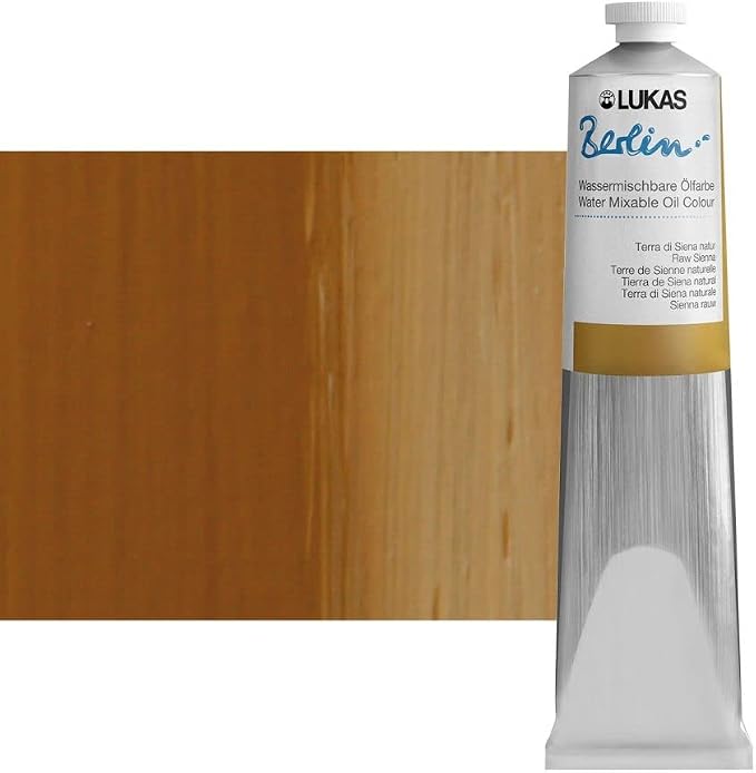 LUKAS Berlin Oil 200 ml – Water Mixable Oil Paint in Premium Quality – Colour Terra di Siena Natural