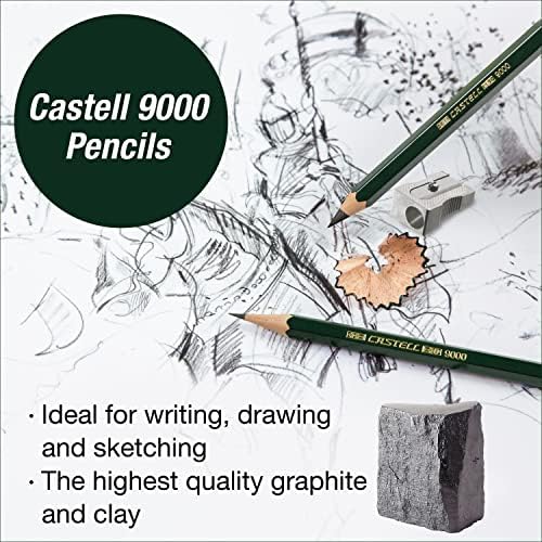 Faber-Castell Sketching and Accessories Set - Castell 9000 Graphite Pencils and Eraser Pencils - Art Pencils for Drawing and Shading