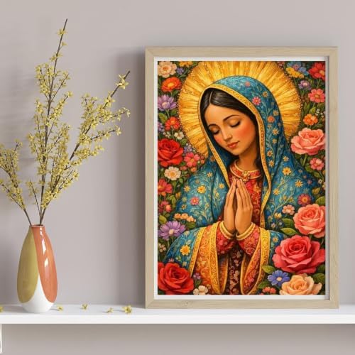 ARPADAMO Virgin Mary Rose Diamond Art Kit for Adult Diamond Painting12x16in