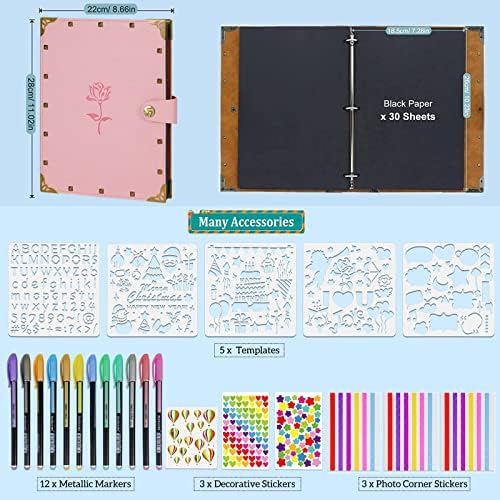 ZEEYUAN Mothers' Day Gift Scrapbook Album for Mom, Leather Photo Album Journal Scrap Book Family Scrapbook Gift for Mom Grandma