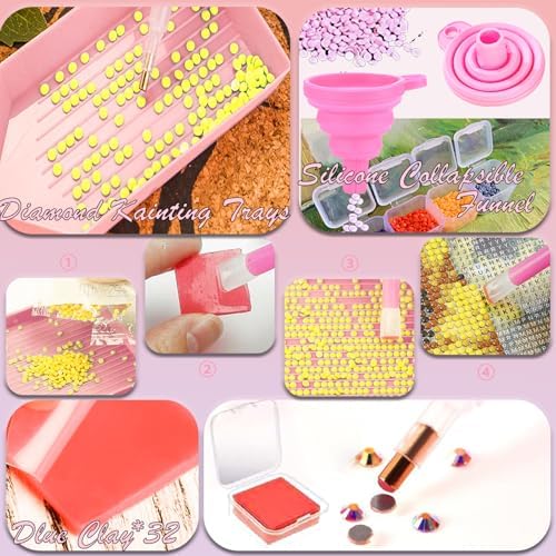 NLXCXUCY 244Pcs Diamond Art Accessories Kit All-Inclusive Diamond Painting Tool Set with A3 Diamond Painting Light Pad,Diamond Art Sealer Glue, Diamond Correction Pens, Storage Box for DIY Craft