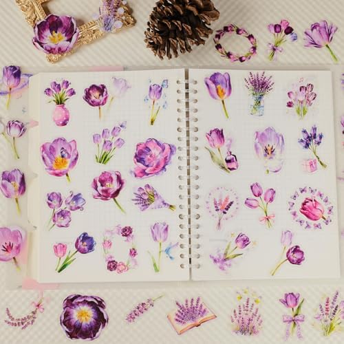 56Pcs Natural Flower PET Stickers Set