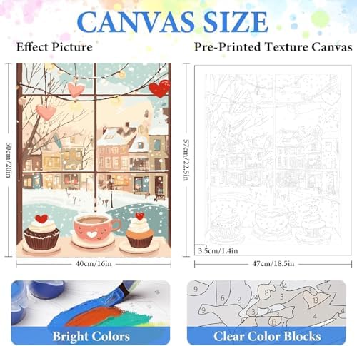 ZRIZQ Paint by Numbers Kit for Adults Beginner,Winter Landscape,16x20
