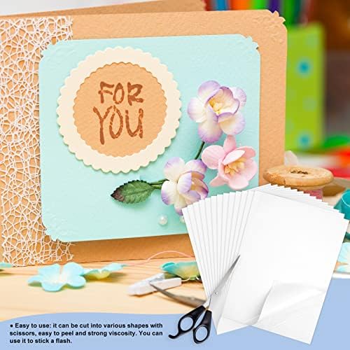 50 Sheets A4 Size 8.3x11.5 Inch Clear Double Sided Adhesive Tape Sheets, Super Strong Sticky Tape, DIY Art, Craft, Home Decorative Tape with White Liner