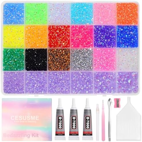 28000 Pcs Color Rhinestones Bedazzling Kit, Purple Resin Gems for Crafting