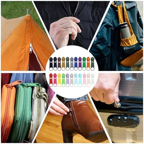 DOITEM 88Pcs Zippers Repair Kit Zipper Replacement 5# Zipper Pull Rescue Kit for Clothing Jackets Purses Luggage Backpacks (22 Colors)