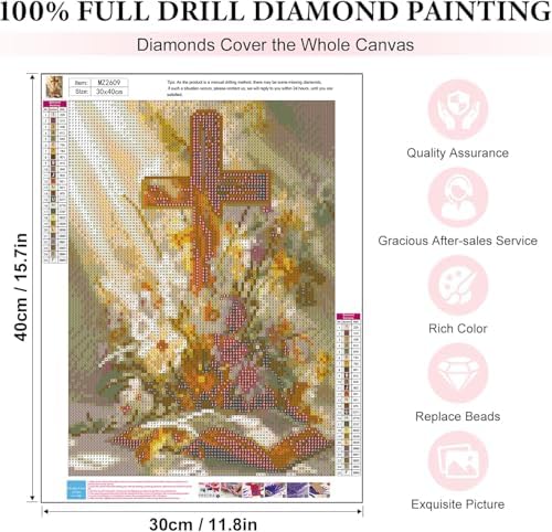 WNPOKN Religious Cross Diamond Art Kits for Adults 12 x 16inch