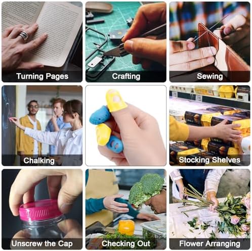 Wisdompro 16 Pcs Finger Tips, 4 Sizes Thimble Fingertip Grips -Aqua, Yellow