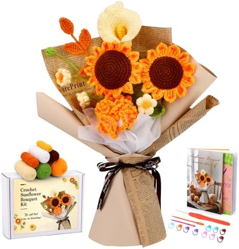 Kogyxe Crochet Kit for Beginners Sunflower Crochet Flowers for Adults