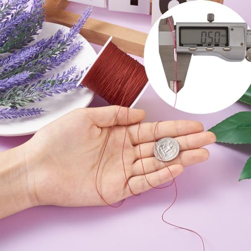 150 Yards 0.5mm Braided Nylon Crafting Thread Chinese Knotting Beading String Macrame Cord Rope for Necklace Bracelet Jewelry Craft Making, Saddle Brown