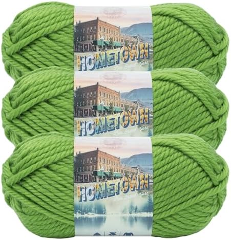 Lion Brand Yarn Hometown Yarn, Super-Bulky Yarn for Knitting, Crocheting, and Crafting, 3 Pack, Sonoma City Green
