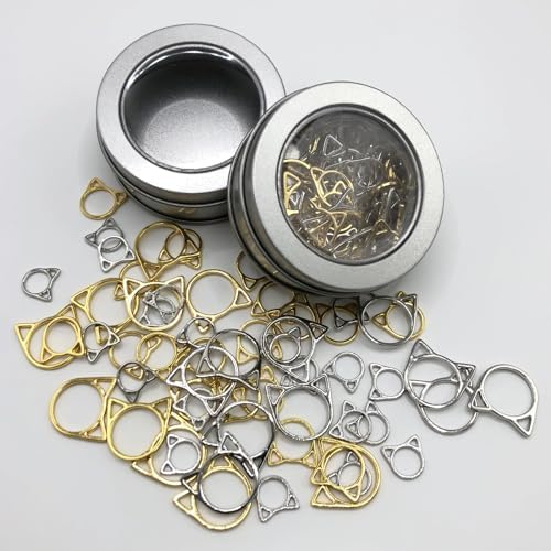 Hilsayum 30PCS Cat Stitch Marker Knitting Stitch Markers Metal Crochet Markers Ring Crocheting Accessories for Weaving, Handmade Crafts