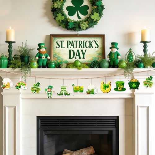 80PCS Wooden St. Patrick's Day Ornaments to Paint Shamrock Cutout Decorations,10 Styles DIY Blank Unfinished Wood Shamrock Cutouts Ornament for Tree Home Crafts Hanging, Hat Beer Gifts Indoor Spring