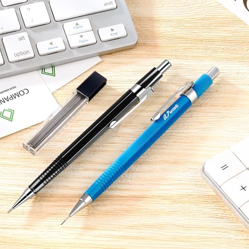 Outus 8 Pcs Metal Mechanical Pencils with Lead Refills, Blue, Black
