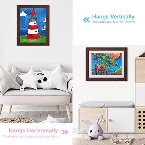 2-Pack Kids Art Frames, 11x14 Front Opening Kids Artwork Frames Changeable, Displays 9x12 With Mat and 11x14 Without Mat, Holds 50 Pcs, for 3D Picture, Crafts, Children Drawing, Hanging Art, Portfolio