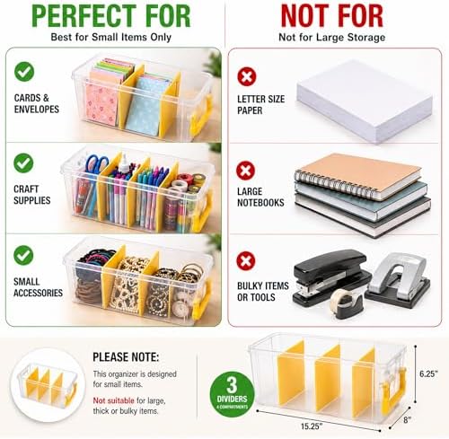 ArtBin Semi Satchel Craft Organizer with 3 Dividers, Yellow Accents