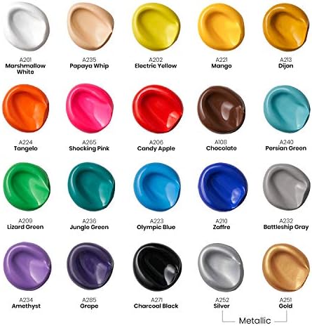 ARTEZA Outdoor Acrylic Paint Set, 20 Colors, 2 oz Bottles, Matte Finish