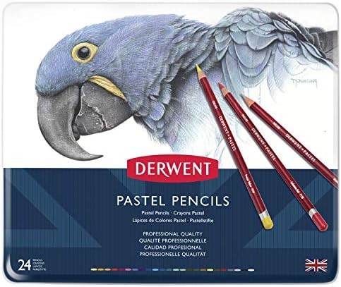 Derwent Pastel Pencils, 4mm Core, Metal Tin, 24 Count (32992)