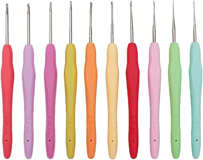 Yarniss 10Size Small Crochet Hooks, Ergonomic Crochet for Thread 0.5~2.75mm | Fine Crochet Hook for Lace Thread Project