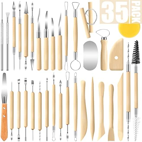 JETMORE 35 Pcs Clay Sculpting Tool Kit, Clay Cutters, Pottery Tools for DIY | Clay tools support carving, shaping and detailing, Sculpting tools suit pottery, ceramics, molding and polymer clay projects