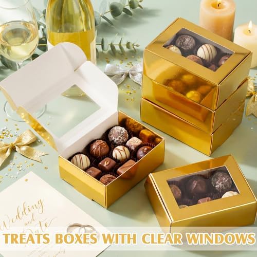 Zonon 60 Pcs Mini Kraft Soap Boxes with Window Homemade,Light Gold