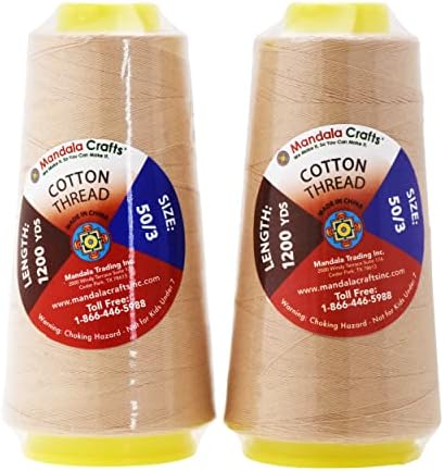 Mandala Crafts Tan Mercerized Cotton Thread Cones for Sewing Quilting