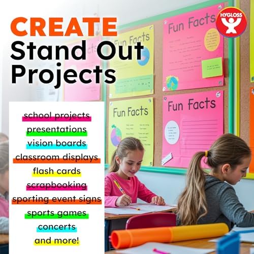 Hygloss Medium Poster Board 11x14 - 25 Assorted Neon Color Bulk Pack - 10 Pt. Thickness Colored Poster Board Paper for Projects, Signs, Displays - Posterboard Multipack 11" x 14"