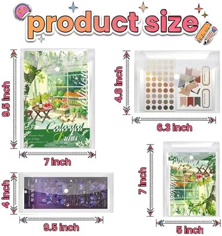 Sticker Organizer, Clear Plastic Envelopes with Snap, 12 Pack Waterproof and Durable for Sticker Storage, Scrapbook Storage, Washi Tape, Scrapbooking & Stamping Supplies (Mixed Sizes)