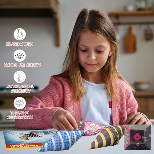 Foraineleyo Hands-On Math 3D Paper Folding Kit for Kids – STEM Origami Toy Models Set, Educational Geometry Learning Craft, DIY Paper Folding Activity for Boys Girls Ages 6-12