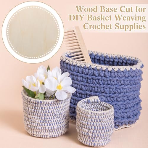 Fanfanwin 12 Pcs Wooden Basket Bottom Moses Crochet Basket Round Base Unfinished Wood Knitting Base for DIY Craft Weaving Making Supplies Home Decoration(12 Inches)