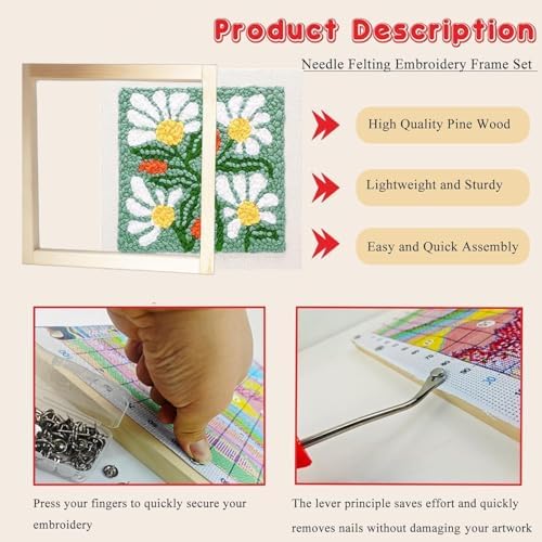 16 Pcs 4 Sets Stretcher Bars for Needlework Canvas Stretcher Bars 10 Different Size Combinations Embroidery Stretcher Bars for Cross Stitch Frame Set with Thumbtack and Remover Tool(Small Size)