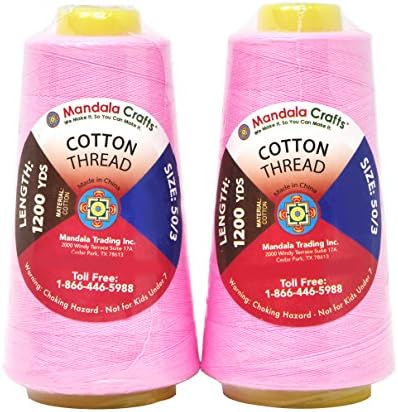 Mandala Crafts Pink Mercerized Cotton Thread Cones for Sewing Quilting