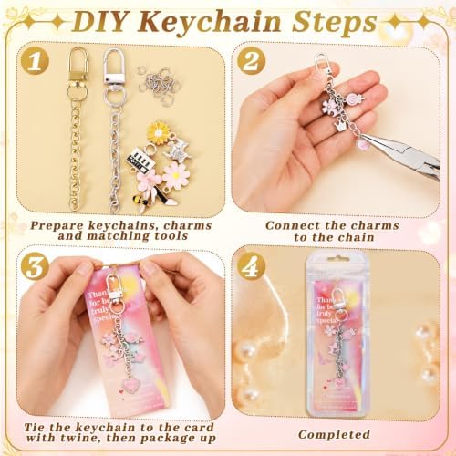 Wurosi 20 Pcs Metal Keychain Making Kit, Gold & Silver