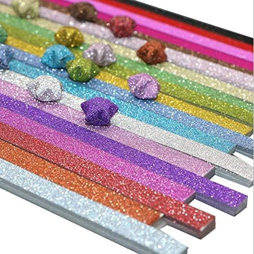 Origami Stars Papers Package DIY Paper Glitter Origami Stars, 400 Sheets, 20 Colors (20 Glitter Colors)