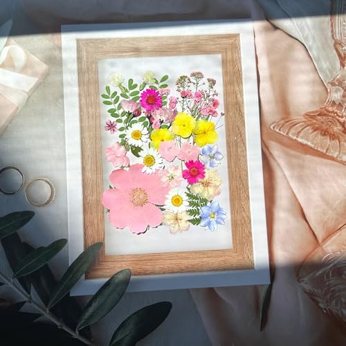 MIKIYA 33Pcs Pink Pressed Dried Flowers for Resin, Real Natural Bulk Assorted Dry Floral Leaves for DIY Art Crafts, Epoxy Molds, Jewelry, Soap, Candle Making, Nails Decors